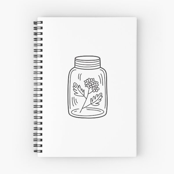 Item preview, Doodle illustration of a glass jar full of dried verbena leaves designed and sold by rasagamastore.
