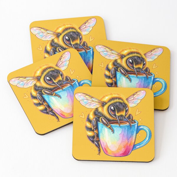 Item preview, Cute Bumblebee Drinking Tea designed and sold by Hari Arts.
