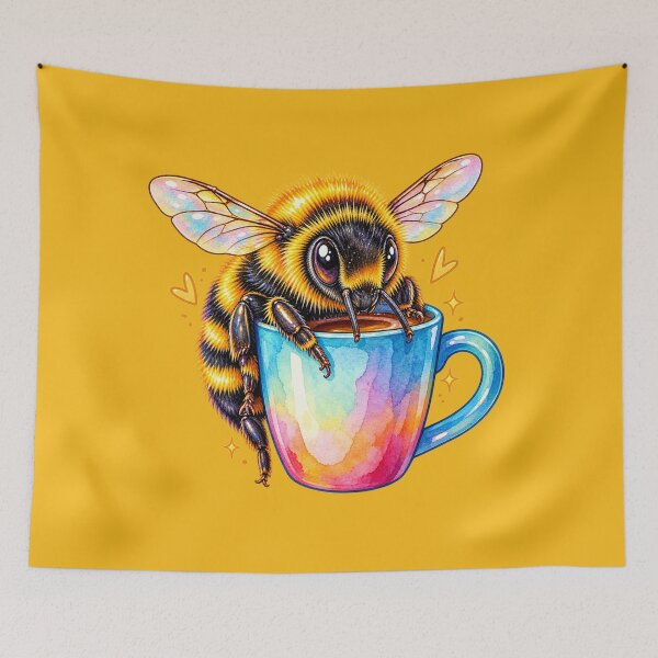 Item preview, Cute Bumblebee Drinking Tea designed and sold by Hari Arts.