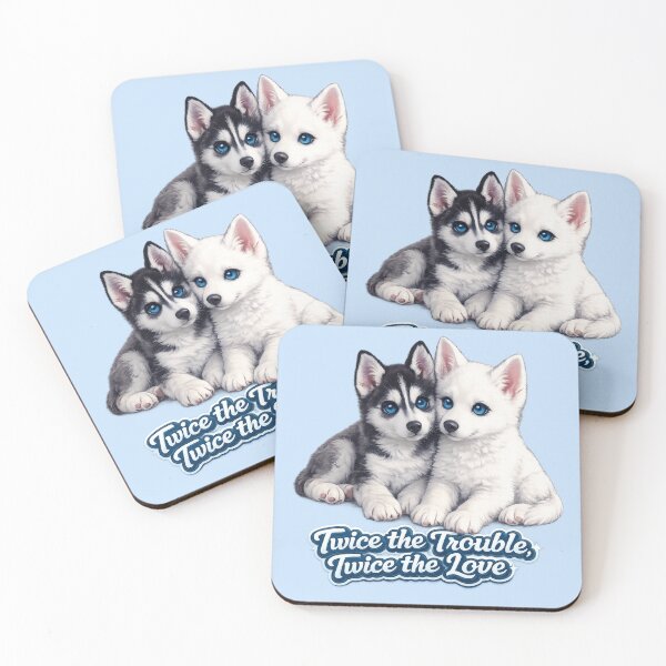 Item preview, Twice the Trouble, Twice the Love – Cute Siberian Husky Puppies designed and sold by Classic Chaos Creations.