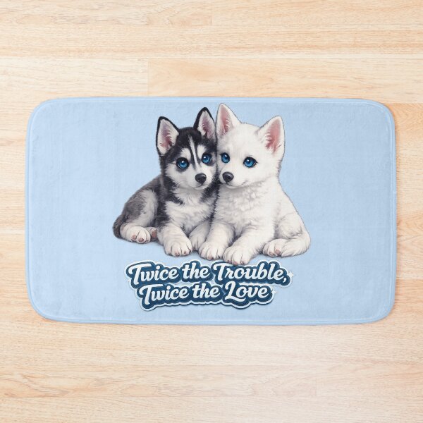 Item preview, Twice the Trouble, Twice the Love – Cute Siberian Husky Puppies designed and sold by Classic Chaos Creations.