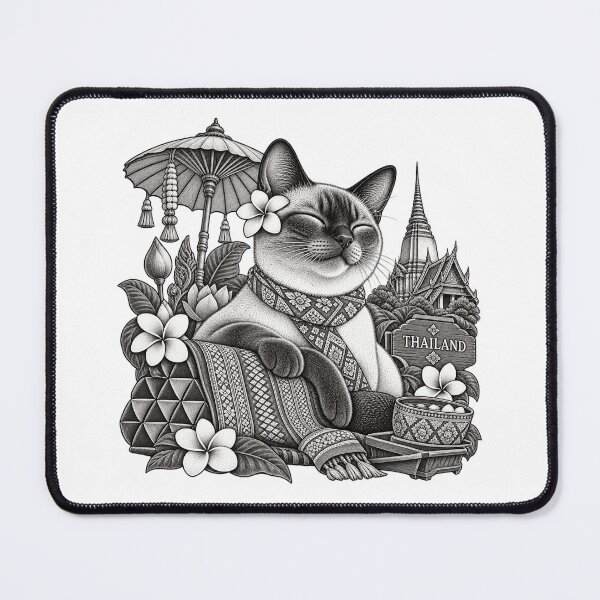 Item preview, Relaxing Thai Cat – Vintage Thailand Siamese Cat Art designed and sold by mamhew2456.