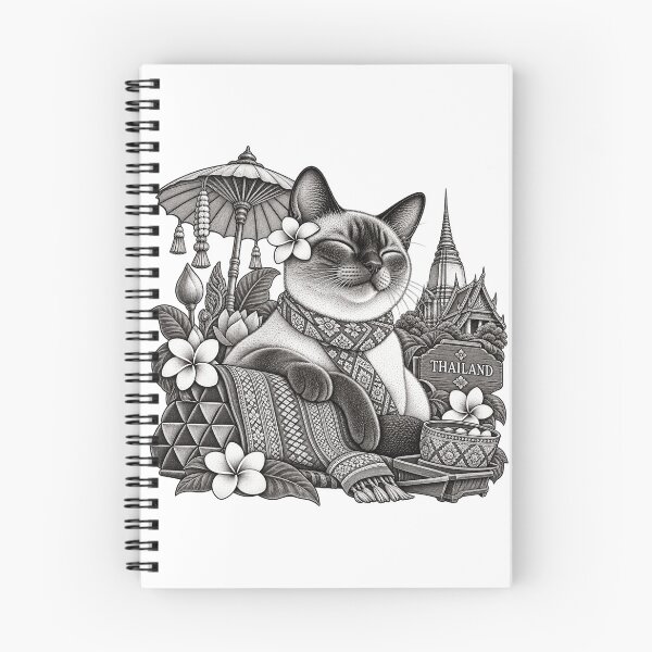 Item preview, Relaxing Thai Cat – Vintage Thailand Siamese Cat Art designed and sold by mamhew2456.