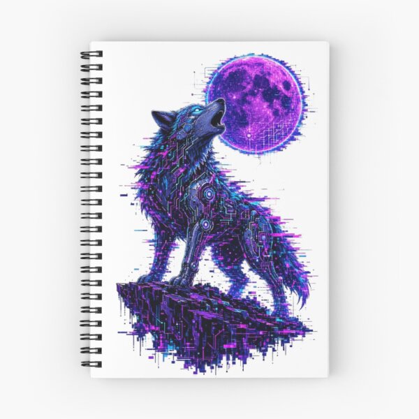 Item preview, Cyberpunk Glitch Wolf Howling Full Moon Graphic designed and sold by Azetylis.