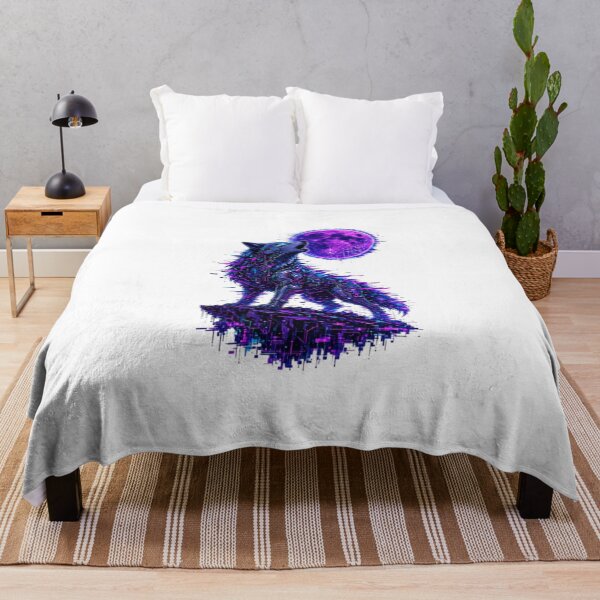 Item preview, Cyberpunk Glitch Wolf Howling Full Moon Graphic designed and sold by Azetylis.