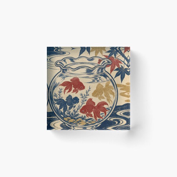 Item preview, Japanese Goldfish Bowl Autumn Leaves Ukiyo-e Woodblock Art designed and sold by vekotpu.