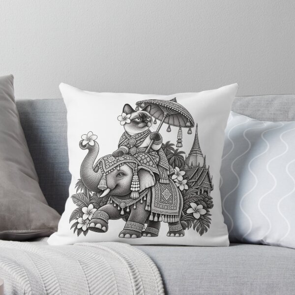 Item preview, Thai Elephant Cat – Vintage Siamese Cat Thailand Art designed and sold by mamhew2456.