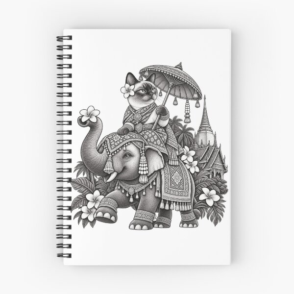 Item preview, Thai Elephant Cat – Vintage Siamese Cat Thailand Art designed and sold by mamhew2456.