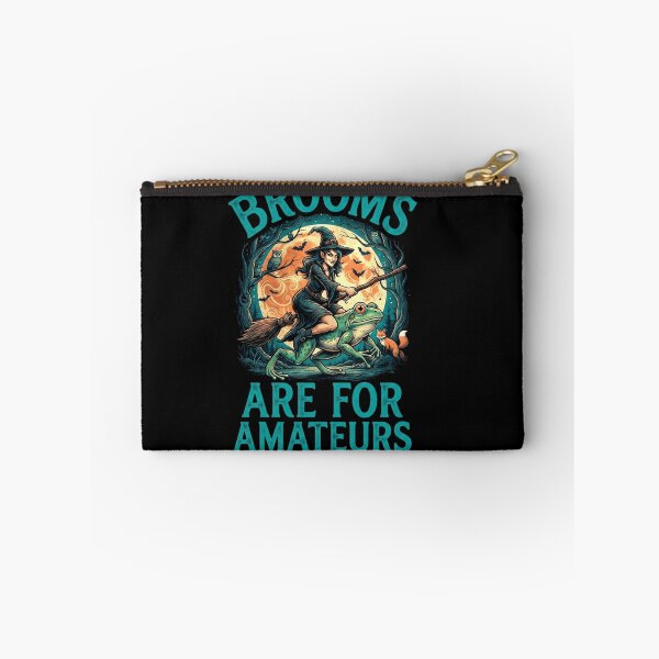 Item preview, Brooms Are for Amateurs Witch Riding a Giant Frog Quote designed and sold by MiALopezArt.