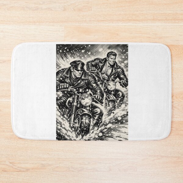 Item preview, Vintage Christmas Gay Leather Bikers Snow Storm Art Design designed and sold by ItsAKinkThing.