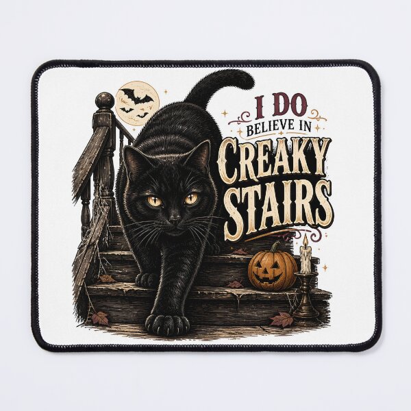 Item preview, Black Cat On The Stairs Gothic Storybook Poster Halloween designed and sold by BernoNickel.