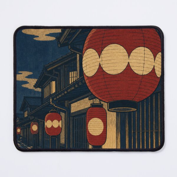 Item preview, Japanese Red Lanterns Kyoto Night Street Ukiyo-e Woodblock Art designed and sold by vekotpu.