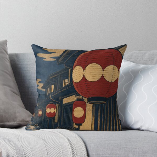 Item preview, Japanese Red Lanterns Kyoto Night Street Ukiyo-e Woodblock Art designed and sold by vekotpu.