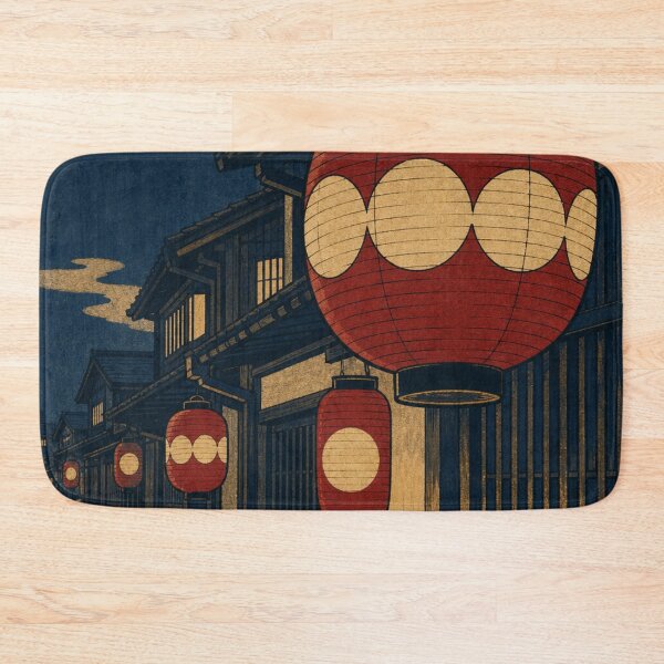 Item preview, Japanese Red Lanterns Kyoto Night Street Ukiyo-e Woodblock Art designed and sold by vekotpu.