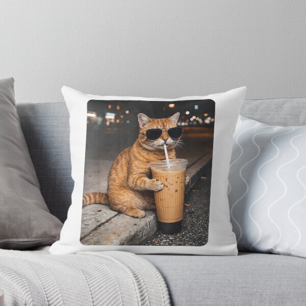 Item preview, Cat Drinking Iced Coffee Funny Animal Meme Coffee Lover T-Shirt designed and sold by Othinus.