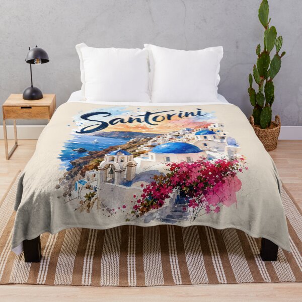 Item preview, Santorini coastal Paradise Vintage Greek Island designed and sold by Rosie's Wildflower Boutique.