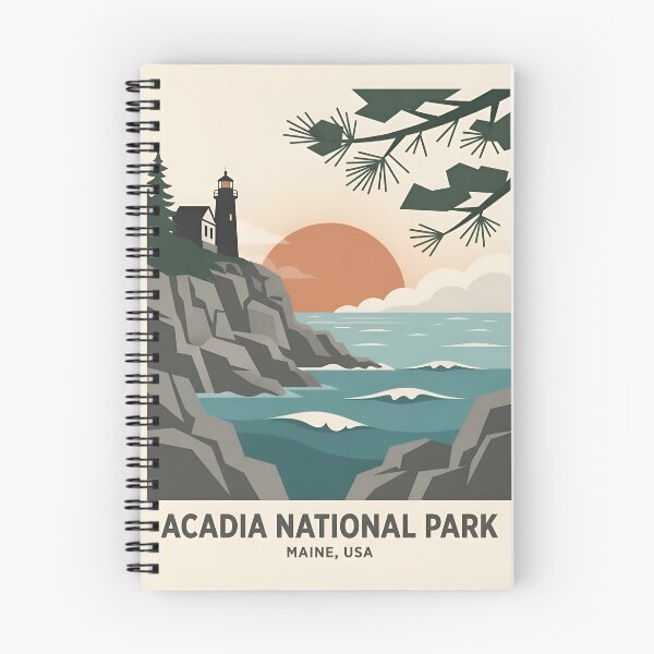 Item preview, Acadia National Park Vintage Travel Poster - Minimalist Maine Coastal Art Print designed and sold by DuckOddity.