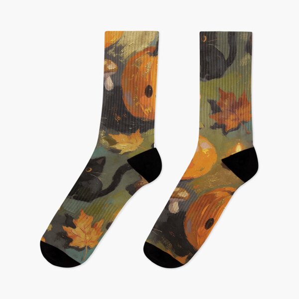 Item preview, Cute Halloween Black Cats and Pumpkin Autumn Kawaii Pattern designed and sold by cr6zym1nd.