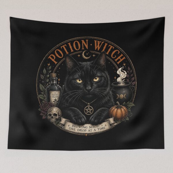 Item preview, Potion Witch Cat Gothic Storybook Poster Halloween designed and sold by KristenosNehk.