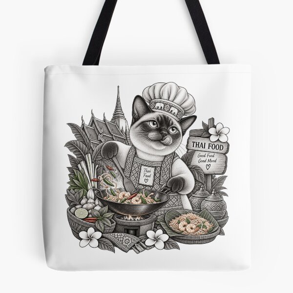 Item preview, Thai Food Cat – Funny Siamese Cat Chef Thailand Art designed and sold by mamhew2456.