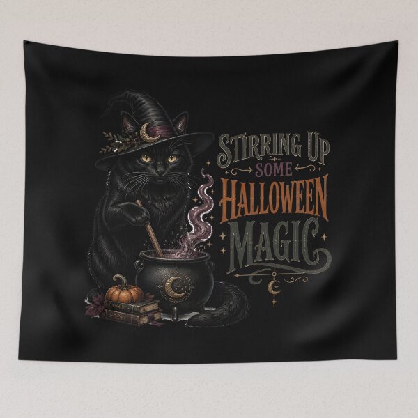 Item preview, Cauldron Black Cat Gothic Storybook Poster Halloween designed and sold by KristenosNehk.