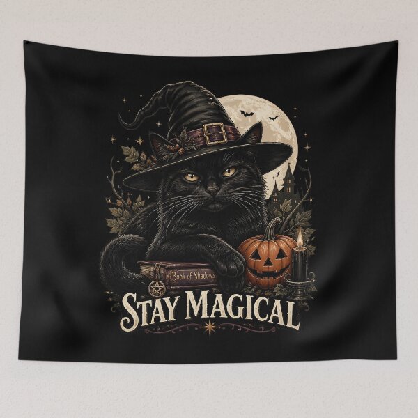 Item preview, Witch Hat Black Cat Gothic Storybook Poster Halloween designed and sold by KristenosNehk.