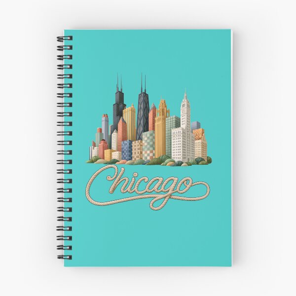 Item preview, Chicago Ornamental Skyline with Fancy Calligraphy Colorful Script designed and sold by Rocky Mountain Artistry.