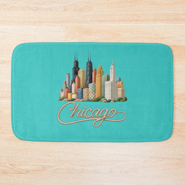 Item preview, Chicago Ornamental Skyline with Fancy Calligraphy Colorful Script designed and sold by Rocky Mountain Artistry.