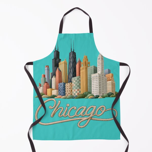Item preview, Chicago Ornamental Skyline with Fancy Calligraphy Colorful Script designed and sold by Rocky Mountain Artistry.