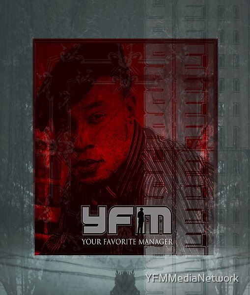 Red Filmmaker Portrait artwork with a red portrait and layered urban imagery