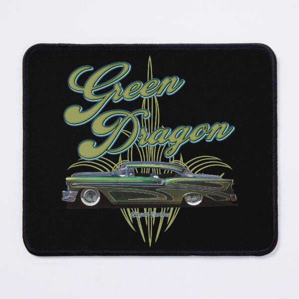 Item preview, 1956 Bel Air Chopped Green Dragon with text - Lowrider, Kustom, Hot Rod, Muscle Car designed and sold by Elegant Customs.