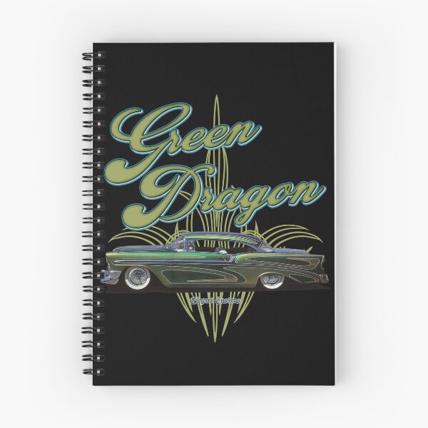 Item preview, 1956 Bel Air Chopped Green Dragon with text - Lowrider, Kustom, Hot Rod, Muscle Car designed and sold by Elegant Customs.