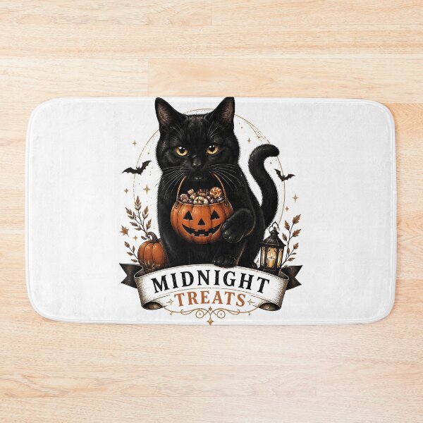 Item preview, Midnight Treats Cat Vintage Halloween Label Halloween designed and sold by OliviaHayesArt.