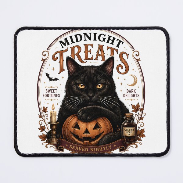 Item preview, Midnight Treats Cat Gothic Storybook Poster Halloween designed and sold by OliviaHayesArt.