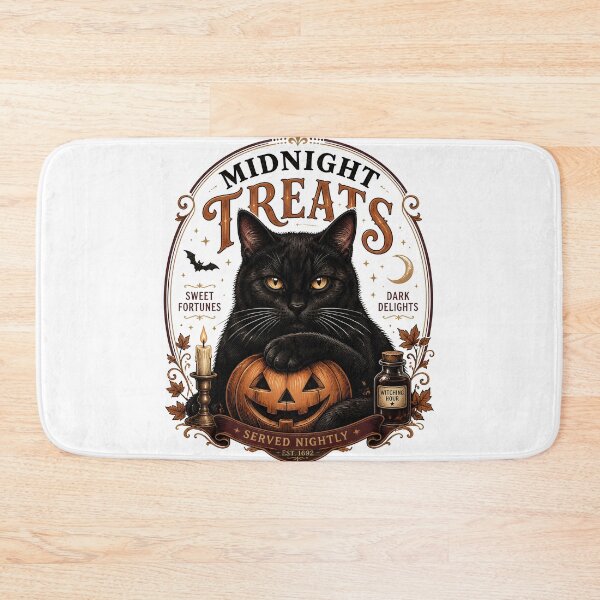 Item preview, Midnight Treats Cat Gothic Storybook Poster Halloween designed and sold by OliviaHayesArt.