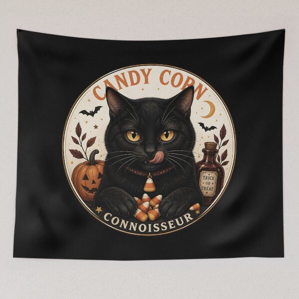 Item preview, Candy Corn Black Cat Vintage Halloween Label Halloween designed and sold by OliviaHayesArt.