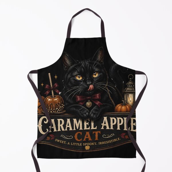 Item preview, Caramel Apple Cat Gothic Storybook Poster Halloween designed and sold by OliviaHayesArt.