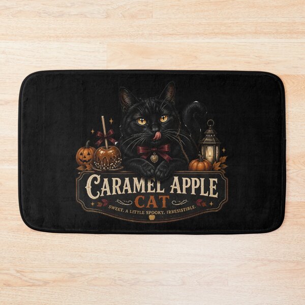Item preview, Caramel Apple Cat Gothic Storybook Poster Halloween designed and sold by OliviaHayesArt.