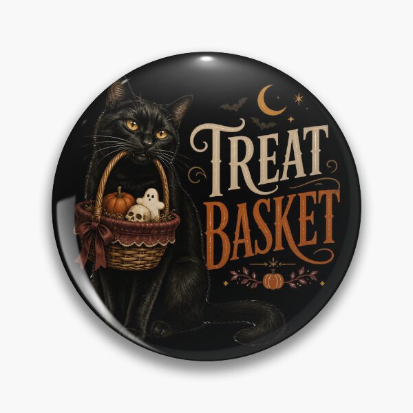 Item preview, Black Cat Treat Basket Gothic Storybook Poster Halloween designed and sold by OliviaHayesArt.