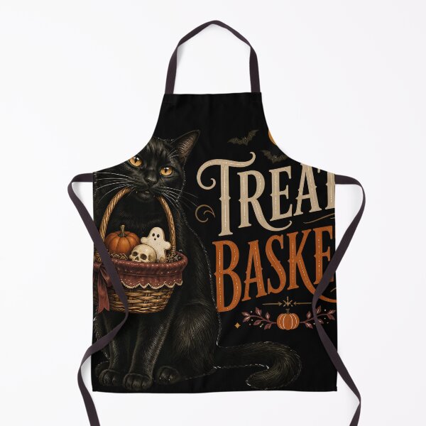 Item preview, Black Cat Treat Basket Gothic Storybook Poster Halloween designed and sold by OliviaHayesArt.