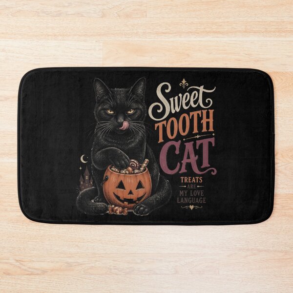 Item preview, Black Cat Sweet Tooth Vintage Halloween Label Halloween designed and sold by OliviaHayesArt.