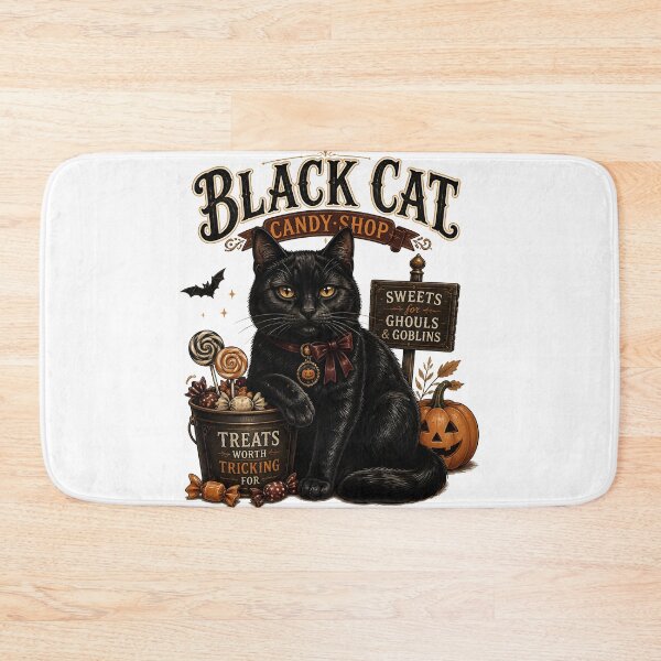 Item preview, Halloween Candy Shop Cat Vintage Halloween Label Halloween designed and sold by OliviaHayesArt.