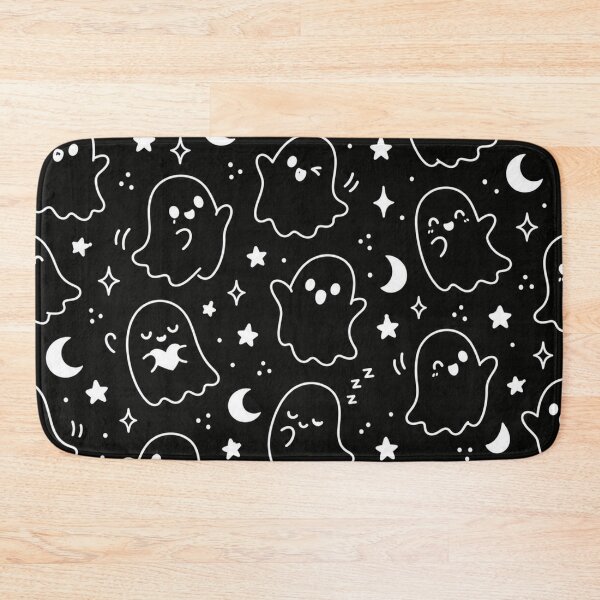 Item preview, Cute Ghost Pattern – Black & White Kawaii Halloween designed and sold by Flower Magic .