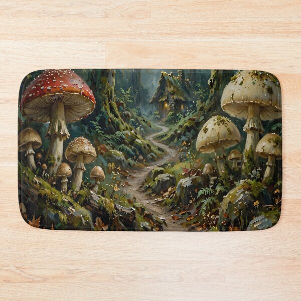 Item preview, Enchanted Mushroom Forest Cottage Fantasy Art designed and sold by cr6zym1nd.