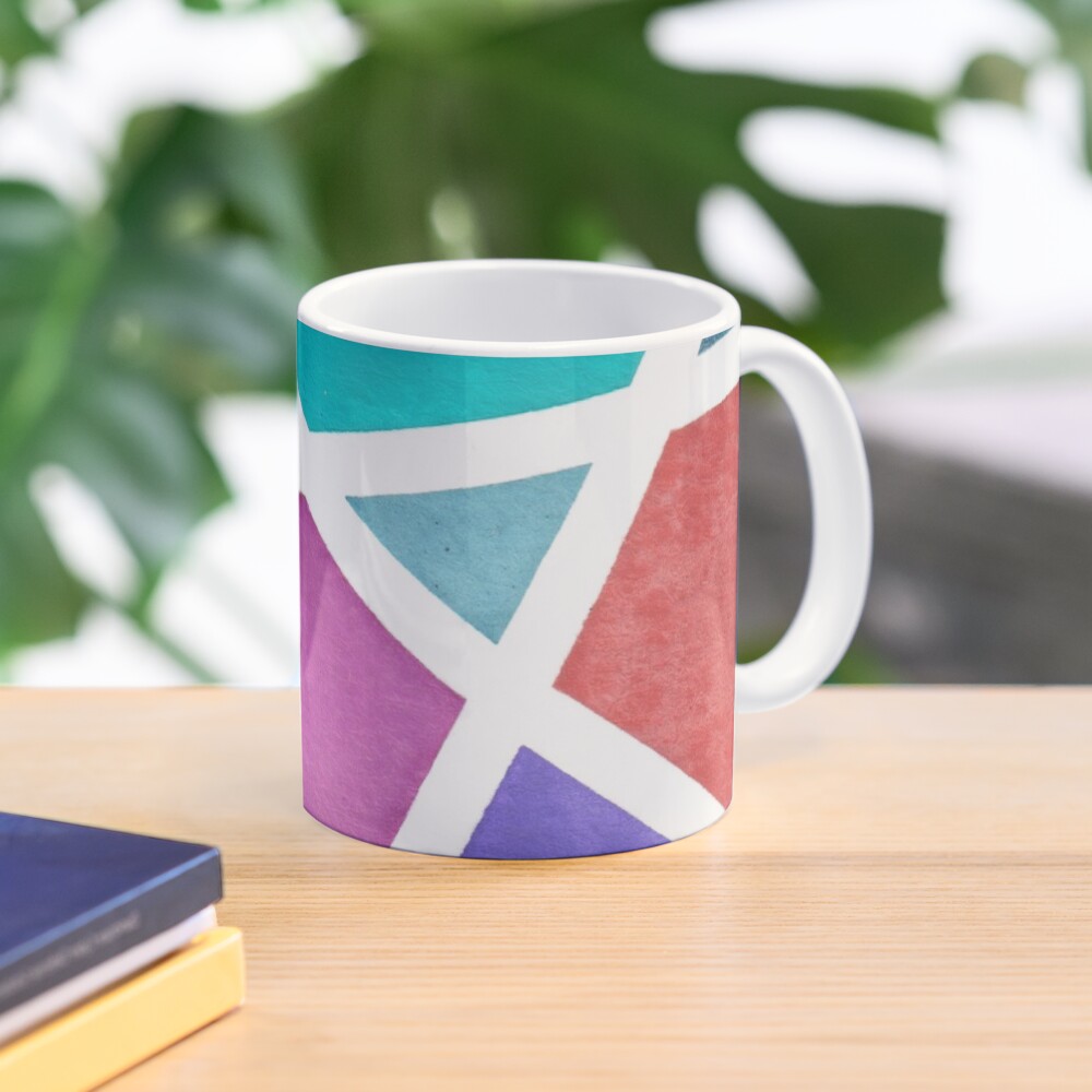 Large Tape Resist Watercolor Painting Mug