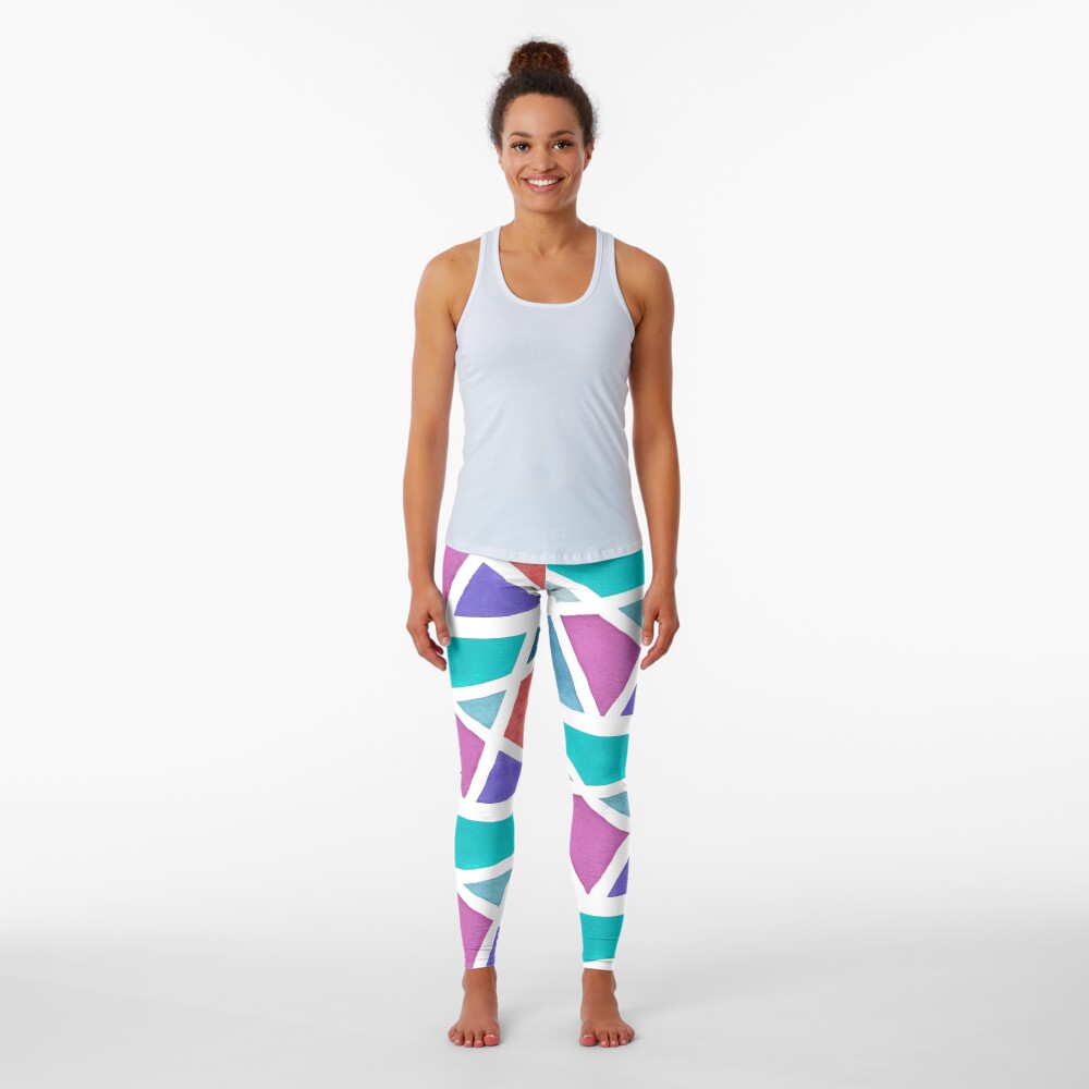 Large Tape Resist Watercolor Painting Leggings