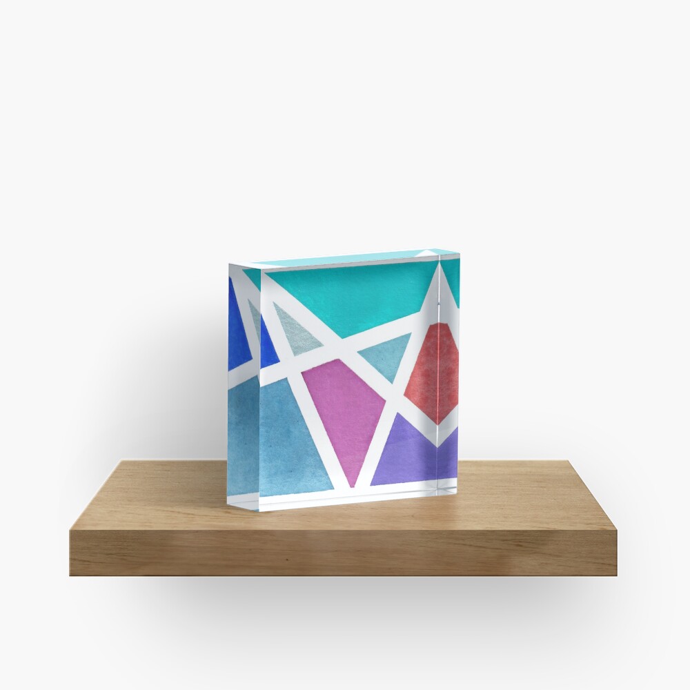 Large Tape Resist Watercolor Painting Acrylic Block