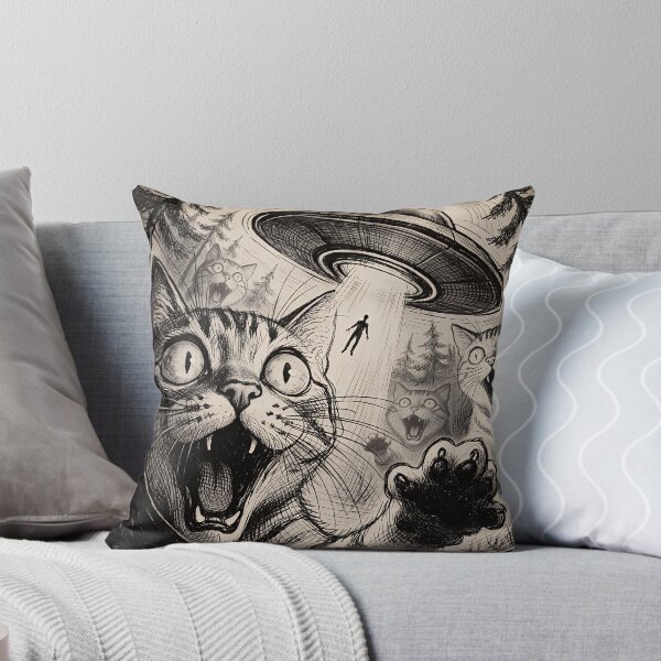 Item preview, Cosmic Cat Abduction UFO Vintage Horror Illustration designed and sold by cr6zym1nd.