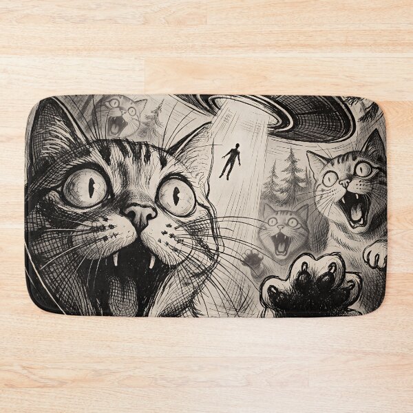 Item preview, Cosmic Cat Abduction UFO Vintage Horror Illustration designed and sold by cr6zym1nd.
