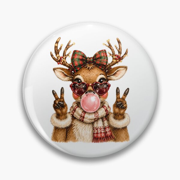 Item preview, Cute Christmas Reindeer Blowing Bubble Gum designed and sold by Stickera Hub.
